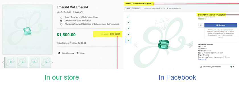 emeralds sku ubication